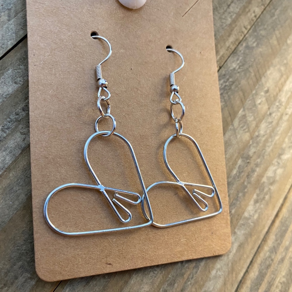 Handmade Silver Heart Dangle Earrings